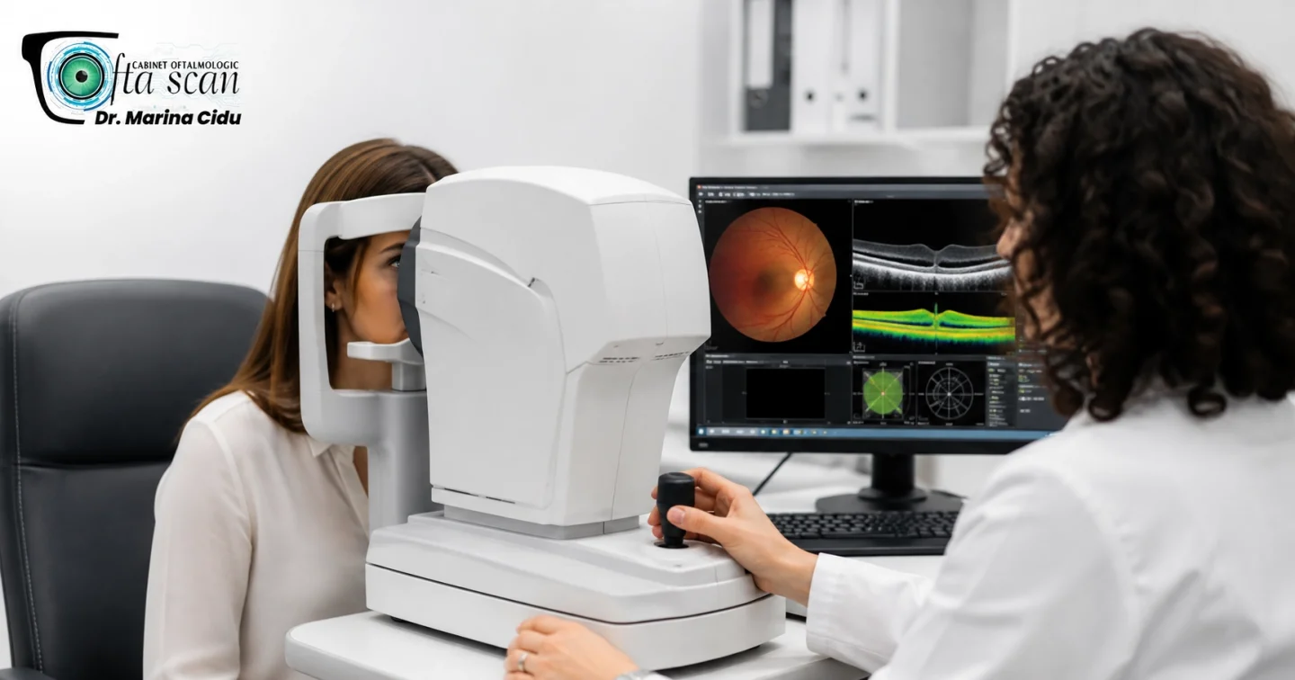 Investigație OCT a nervului optic în cabinetul OftaScan din Huși, folosită pentru depistarea precoce a glaucomului